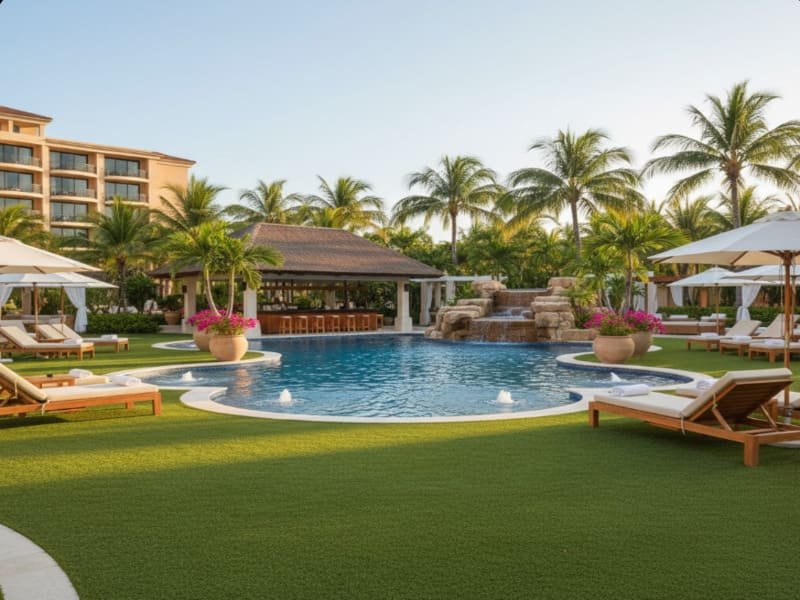 Rolling out artificial turf and checking grain direction